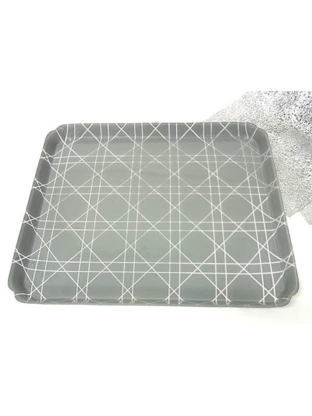 Dior Cannage Tray with Mat Serving Gray Clear